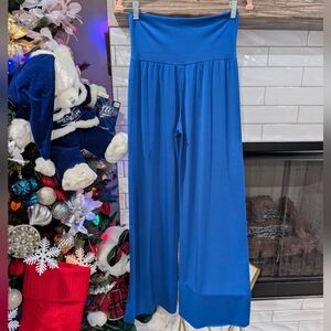 Royal Blue Wide Leg Spandex Stretch Pants Size M Made In USA